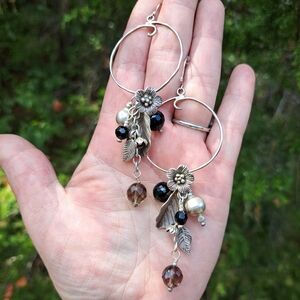 Amazing Artisan Handmade Sterling Quartz Onyx Statement Earrings